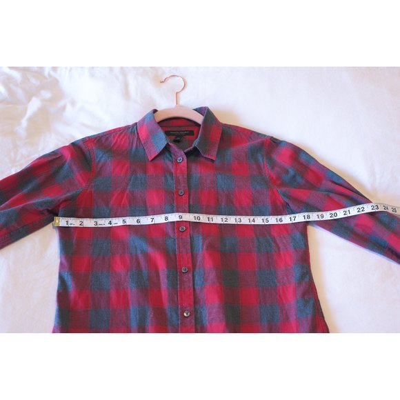 BANANA REPUBLIC Women's Oxford Red/Grey Plaid Dillon Shirt, XS - Picture 4 of 6